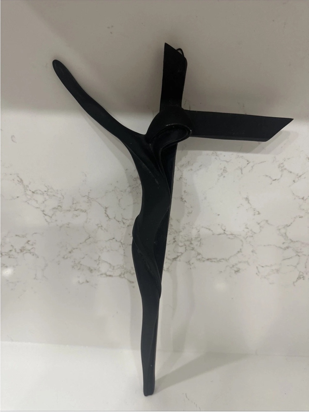 Modern Black Wall Cross Sculpture - Contemporary Home Accent
